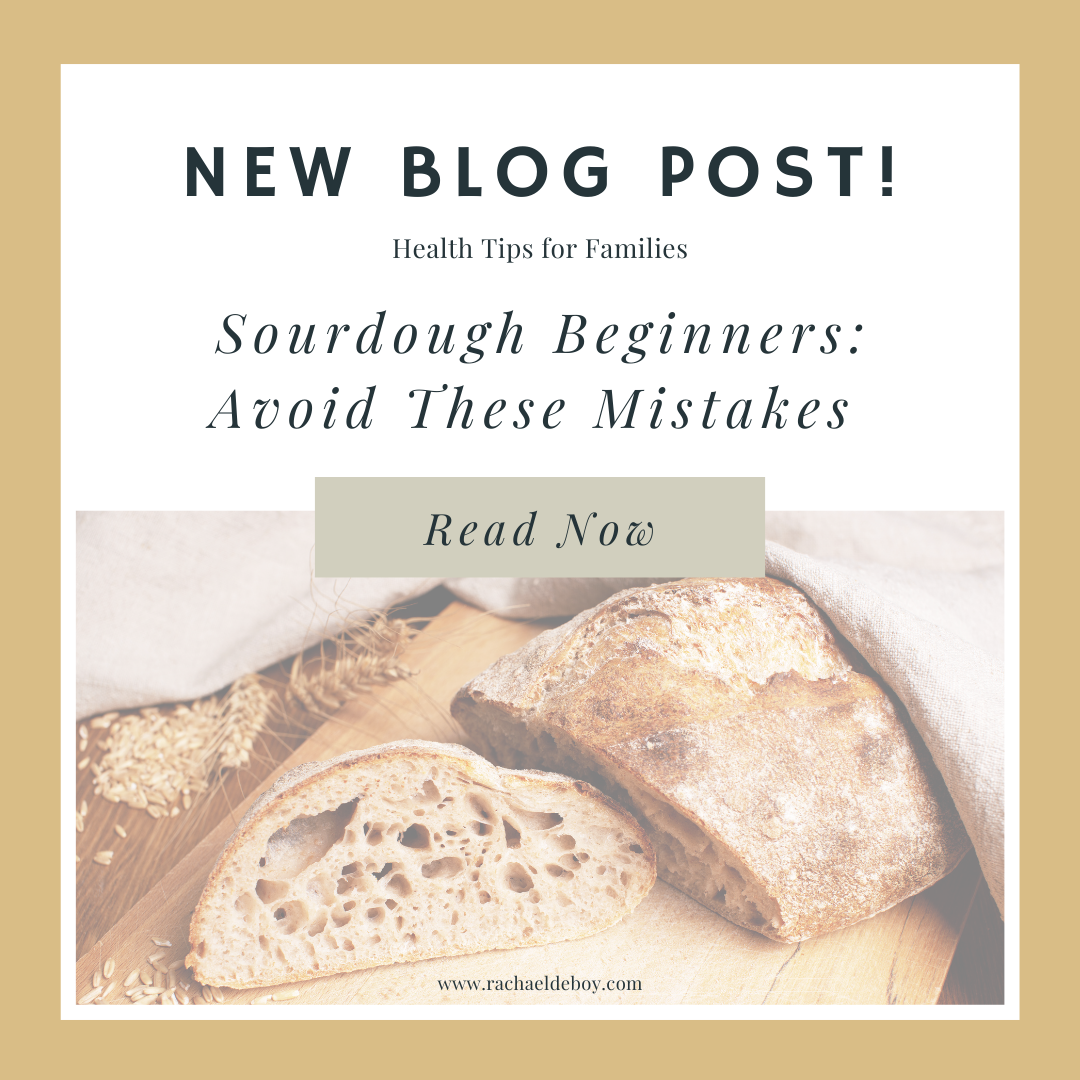 Featured blog post image showing a rustic loaf of sourdough bread, representing baking tips for beginners from Wellness with Rachael.