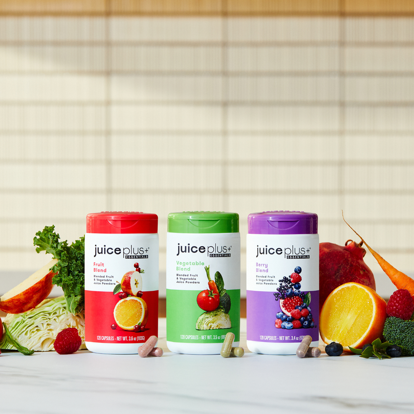 Boost Your Health with Juice Plus+: Wellness with Rachael's Go-To Supplement Juice Plus+ Essential Blends in fruit, vegetable, and berry varieties, showcasing a vibrant mix of whole food nutrition as recommended by Rachael DeBoy at Wellness with Rachael.
