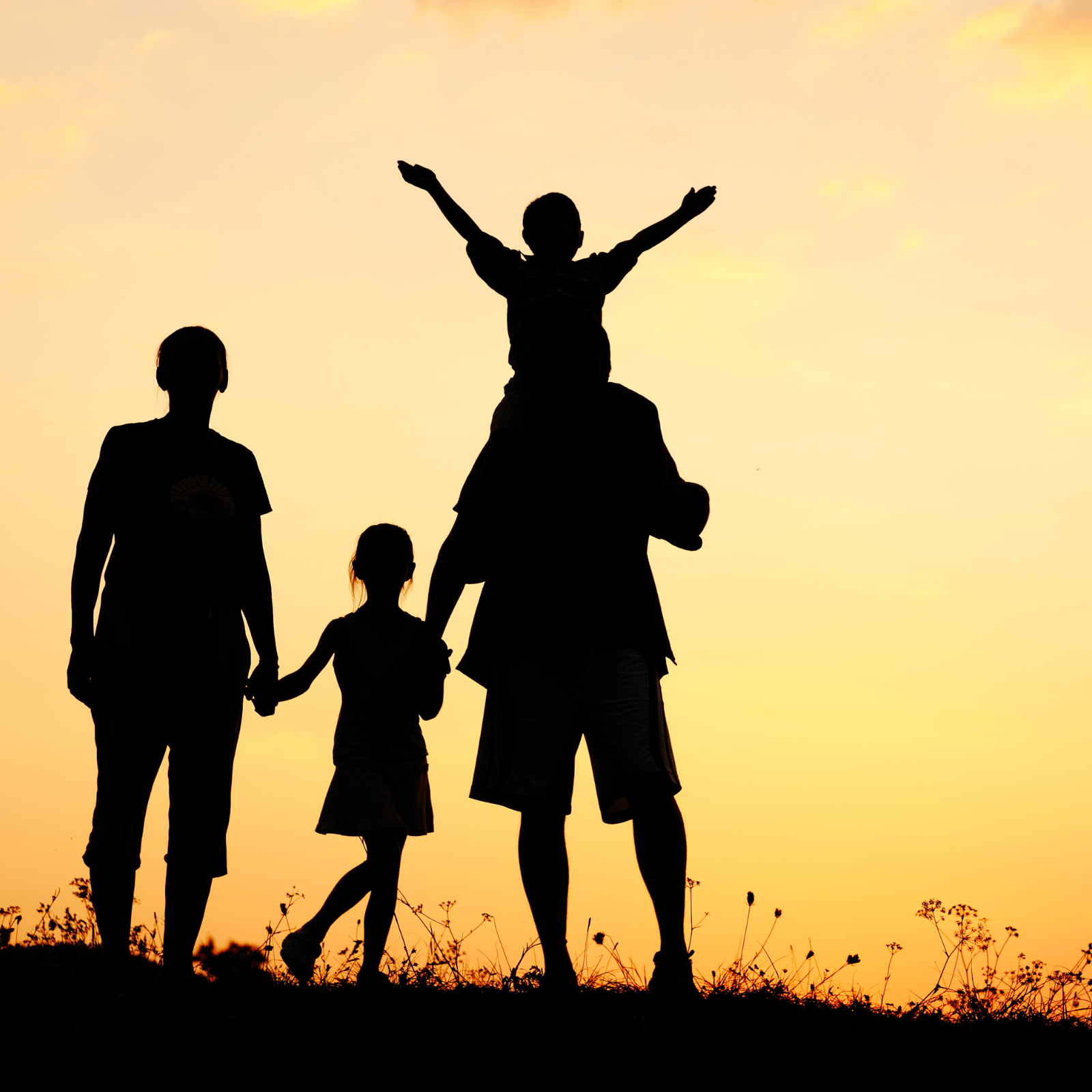 Secure Your Family’s Future with Smart Insurance Planning Silhouette of a family at sunset, symbolizing legacy, protection, and life insurance planning with Rachael DeBoy Wellness.