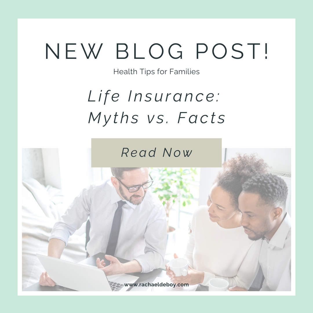 Three people in discussion with a laptop and coffee, reviewing life insurance facts and myths