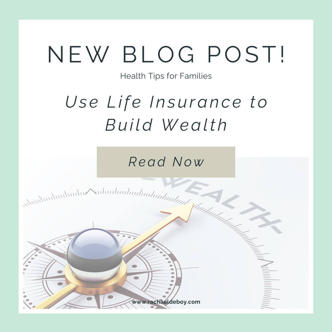 Compass pointing toward the word “wealth” used in a blog post about using life insurance to build financial security.